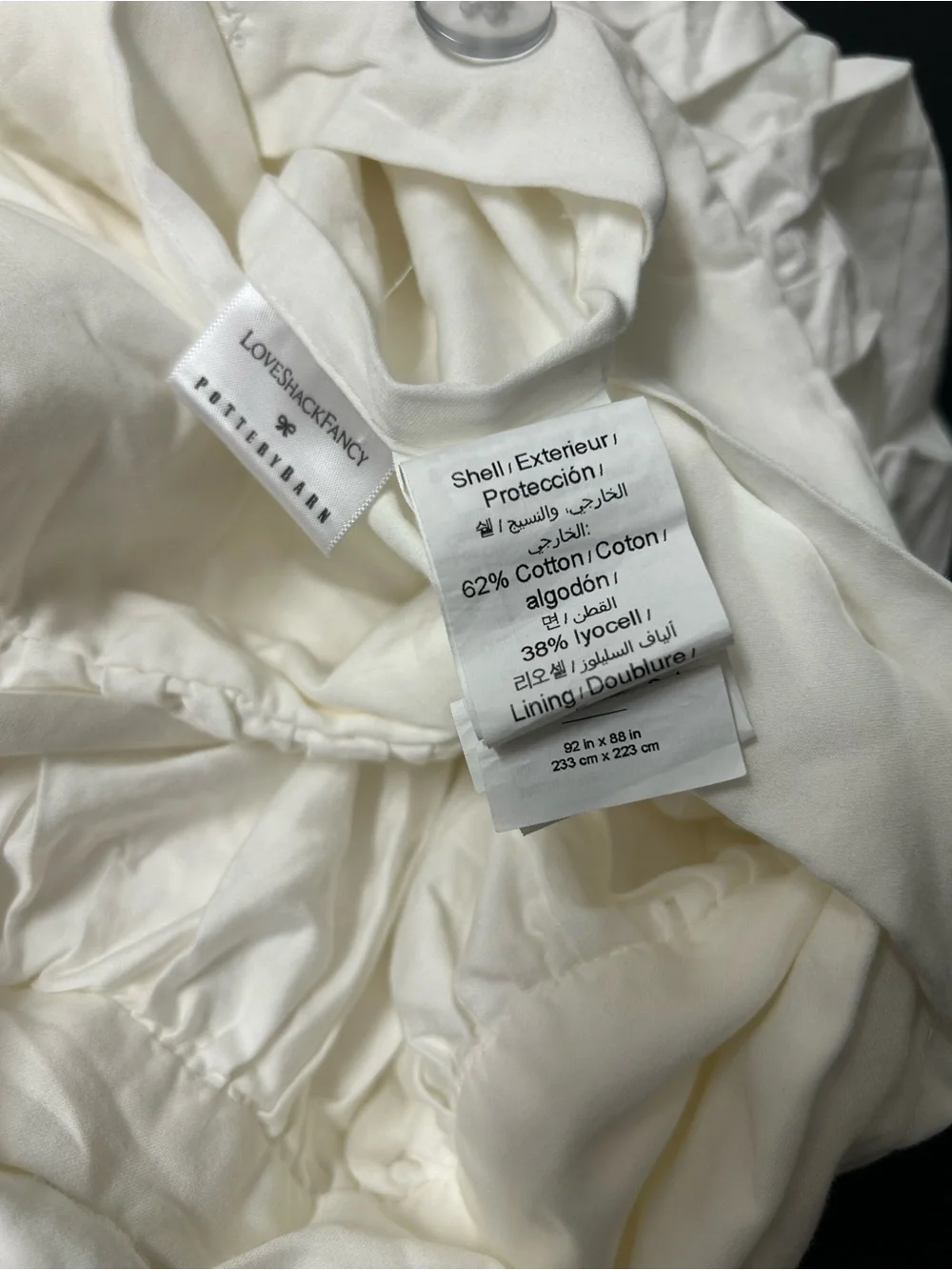 Pottery Barn LoveShackFancy White Embellished Rosette Duvet Cover